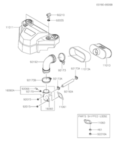 Air Filter And Muffler Diagram and Parts List for FS600V-DS34  Cub Cadet Engine